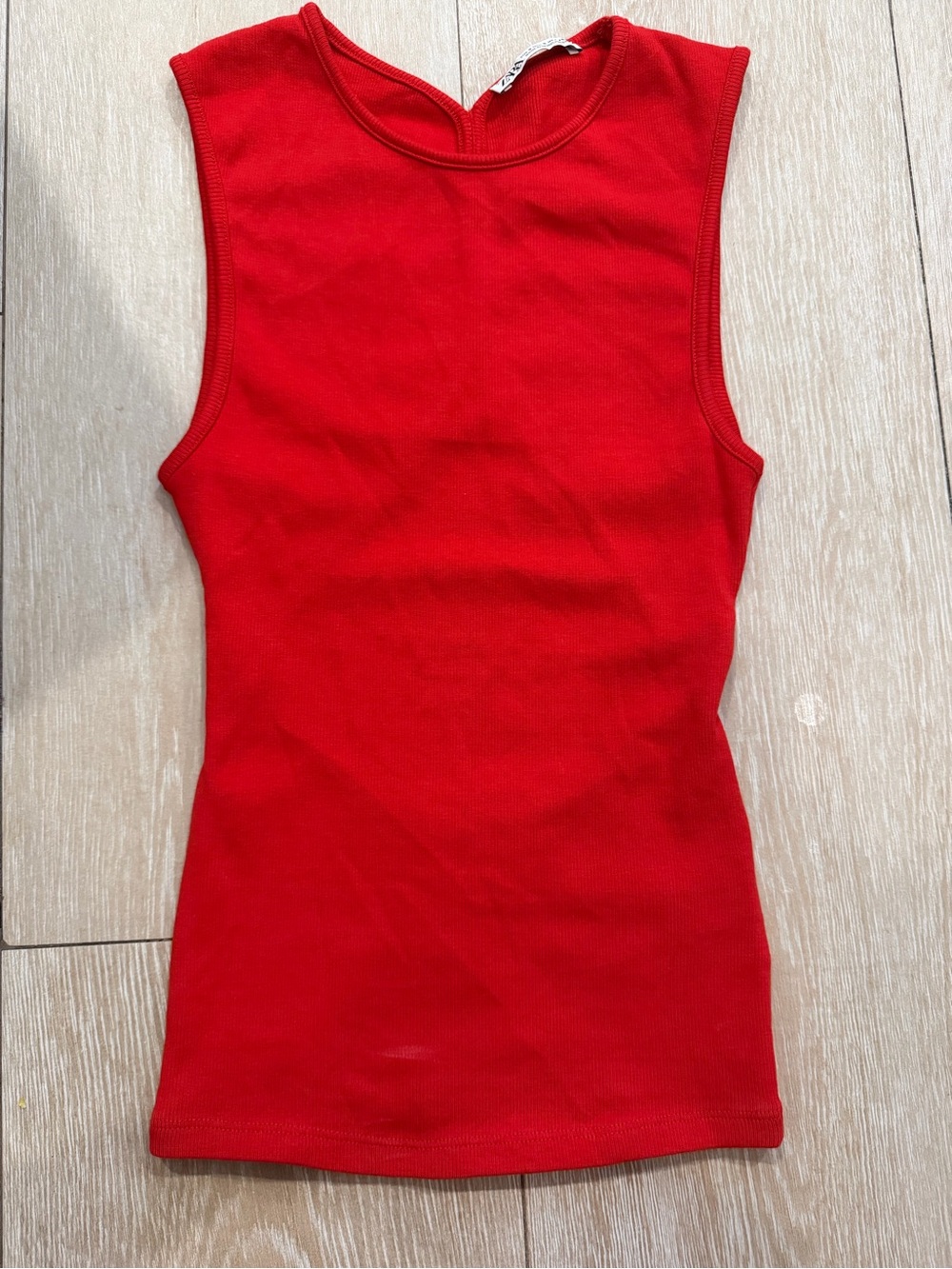 Women’s Sleeveless Ribbed Open Back Tank Top - Red